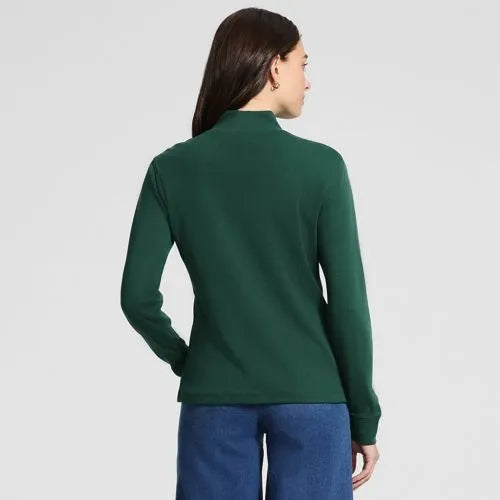 Women's Relaxed Cotton Long Sleeve Mock Turtleneck