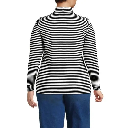 Women's Relaxed Cotton Long Sleeve Mock Turtleneck