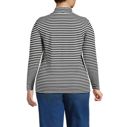 Women's Relaxed Cotton Long Sleeve Mock Turtleneck