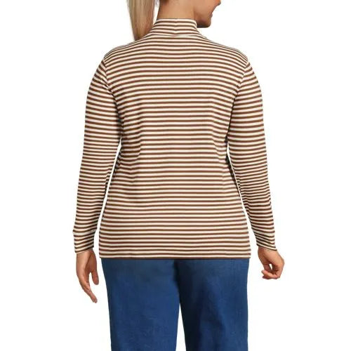 Women's Relaxed Cotton Long Sleeve Mock Turtleneck