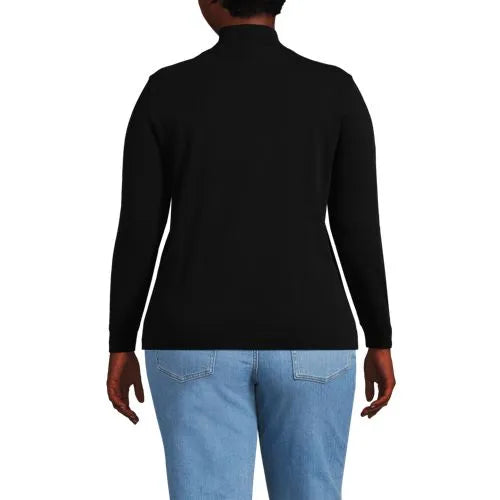 Women's Relaxed Cotton Long Sleeve Mock Turtleneck
