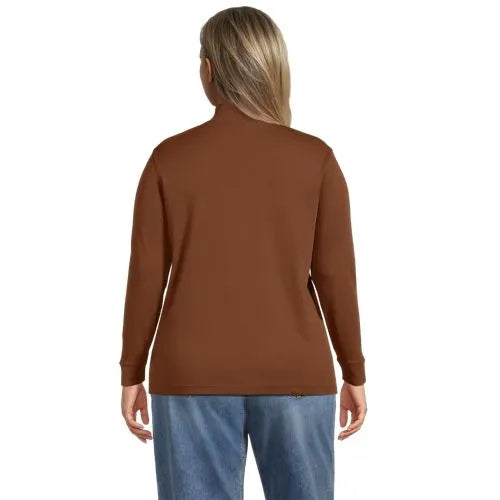 Women's Relaxed Cotton Long Sleeve Mock Turtleneck