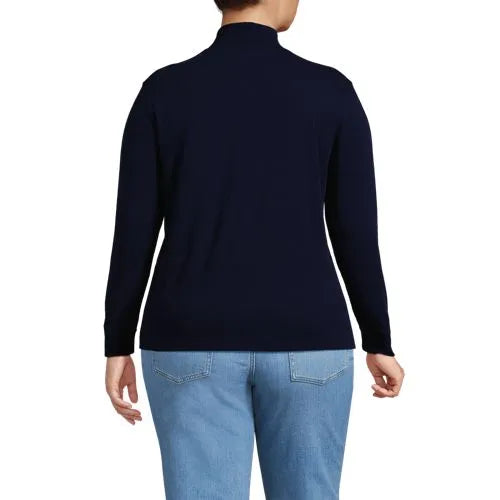 Women's Relaxed Cotton Long Sleeve Mock Turtleneck