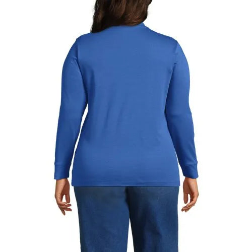Women's Relaxed Cotton Long Sleeve Mock Turtleneck