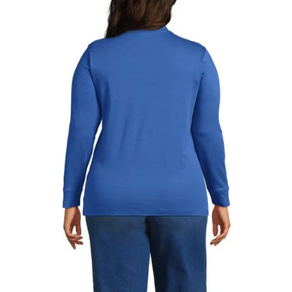 Women's Relaxed Cotton Long Sleeve Mock Turtleneck