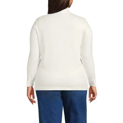 Women's Relaxed Cotton Long Sleeve Mock Turtleneck