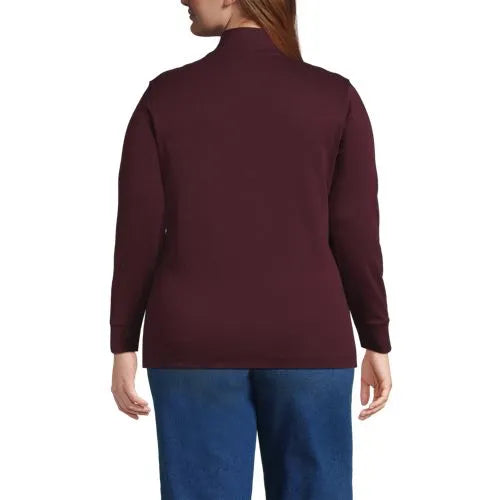 Women's Relaxed Cotton Long Sleeve Mock Turtleneck