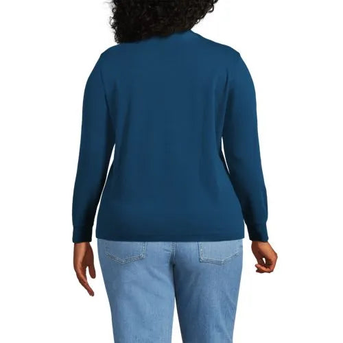 Women's Relaxed Cotton Long Sleeve Mock Turtleneck