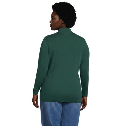Women's Relaxed Cotton Long Sleeve Mock Turtleneck