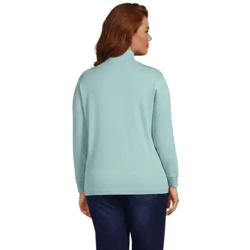 Women's Relaxed Cotton Long Sleeve Mock Turtleneck