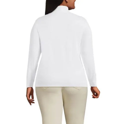 Women's Relaxed Cotton Long Sleeve Mock Turtleneck