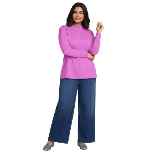 Women's Relaxed Cotton Long Sleeve Mock Turtleneck