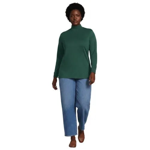 Women's Relaxed Cotton Long Sleeve Mock Turtleneck