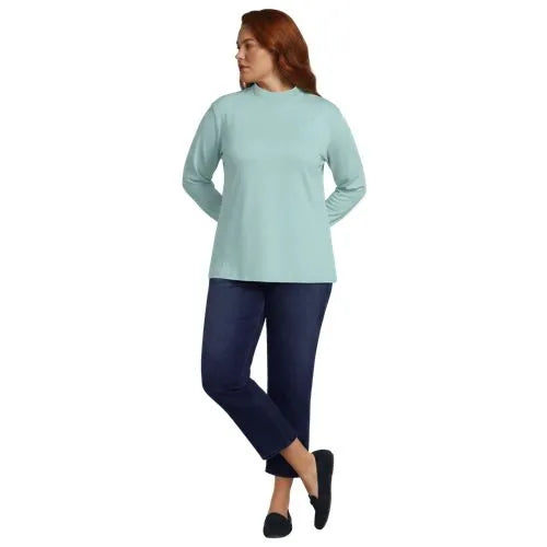 Women's Relaxed Cotton Long Sleeve Mock Turtleneck