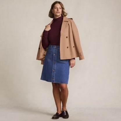 Women's Relaxed Cotton Long Sleeve Mock Turtleneck