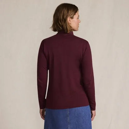 Women's Relaxed Cotton Long Sleeve Mock Turtleneck