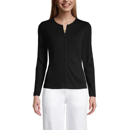 School Uniform Women's Cotton Polyester Zip Crew Cardigan