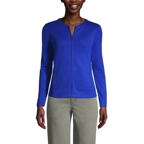 School Uniform Women's Cotton Polyester Zip Crew Cardigan