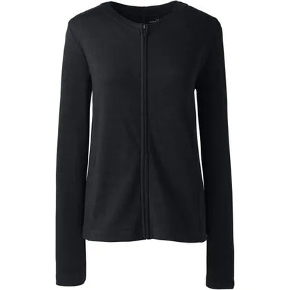 School Uniform Women's Cotton Polyester Zip Crew Cardigan
