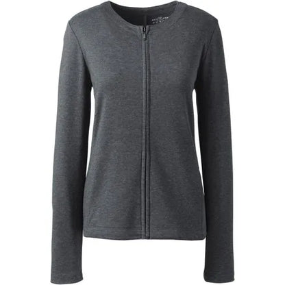 School Uniform Women's Cotton Polyester Zip Crew Cardigan