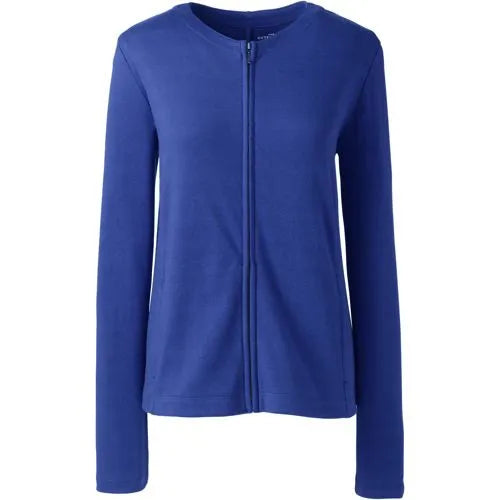 School Uniform Women's Cotton Polyester Zip Crew Cardigan