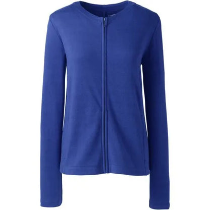 School Uniform Women's Cotton Polyester Zip Crew Cardigan