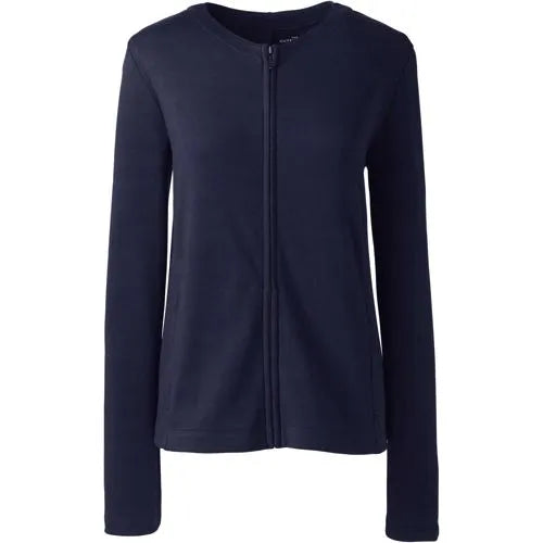 School Uniform Women's Cotton Polyester Zip Crew Cardigan
