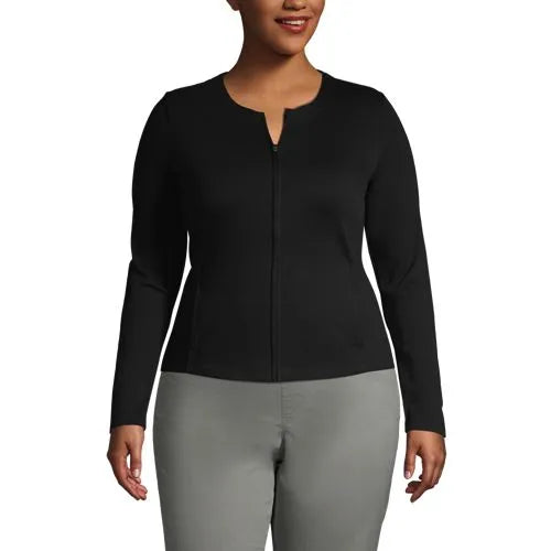 School Uniform Women's Cotton Polyester Zip Crew Cardigan