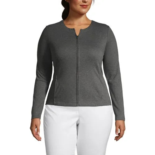 School Uniform Women's Cotton Polyester Zip Crew Cardigan