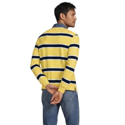 Men's Long Sleeve Stripe Rugby Shirt
