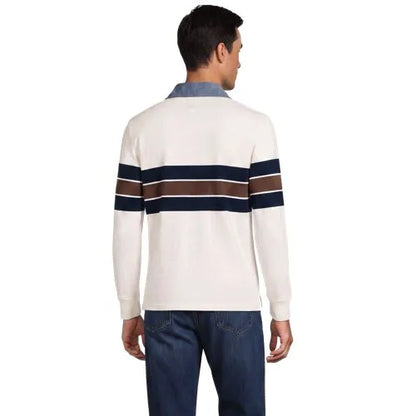 Men's Long Sleeve Stripe Rugby Shirt