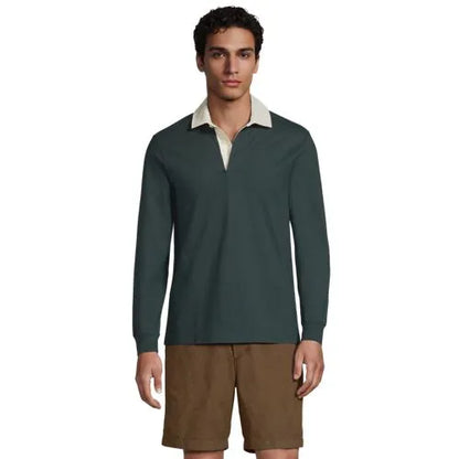 Men's Long Sleeve Stripe Rugby Shirt
