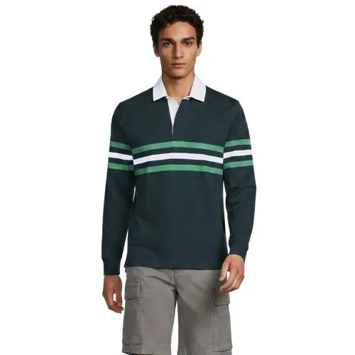 Men's Long Sleeve Stripe Rugby Shirt