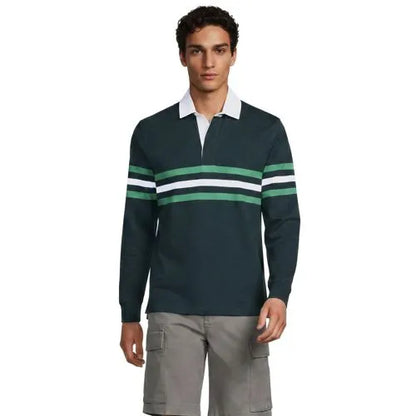 Men's Long Sleeve Stripe Rugby Shirt