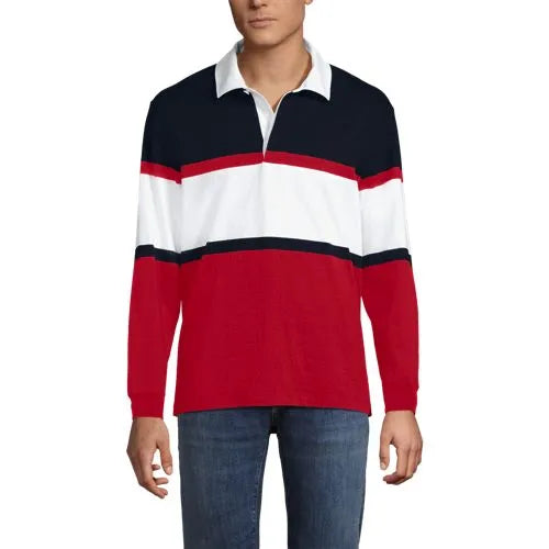 Men's Long Sleeve Stripe Rugby Shirt