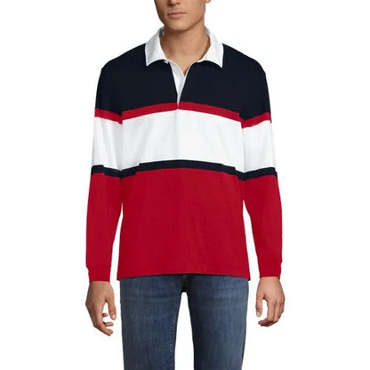 Men's Long Sleeve Stripe Rugby Shirt