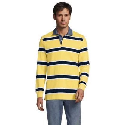 Men's Long Sleeve Stripe Rugby Shirt