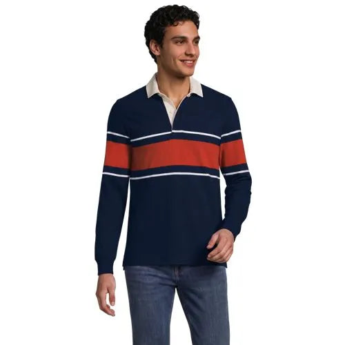 Men's Long Sleeve Stripe Rugby Shirt