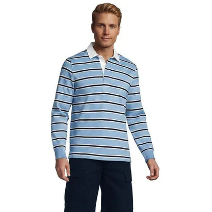 Men's Long Sleeve Stripe Rugby Shirt
