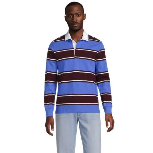 Men's Long Sleeve Stripe Rugby Shirt