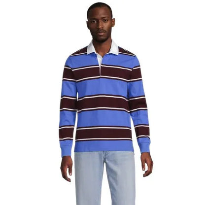 Men's Long Sleeve Stripe Rugby Shirt