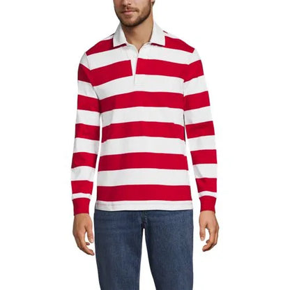 Men's Long Sleeve Stripe Rugby Shirt
