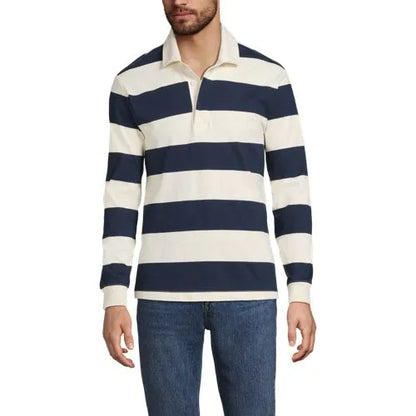 Men's Long Sleeve Stripe Rugby Shirt