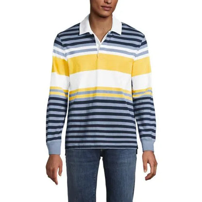 Men's Long Sleeve Stripe Rugby Shirt