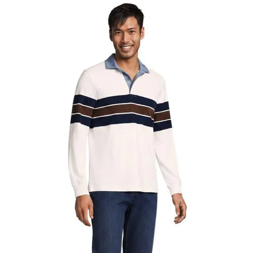 Men's Long Sleeve Stripe Rugby Shirt