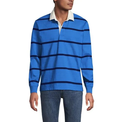 Men's Long Sleeve Stripe Rugby Shirt