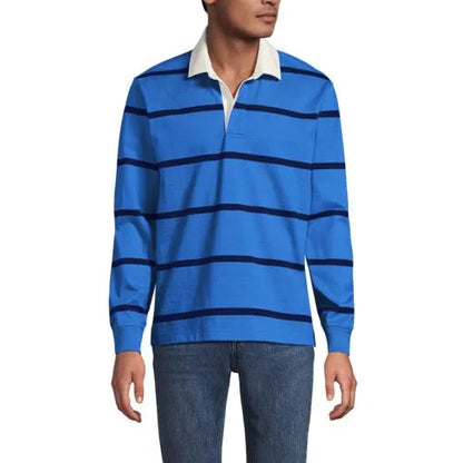 Men's Long Sleeve Stripe Rugby Shirt