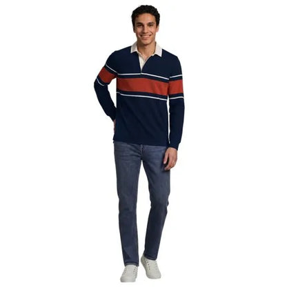 Men's Long Sleeve Stripe Rugby Shirt