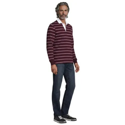 Men's Long Sleeve Stripe Rugby Shirt