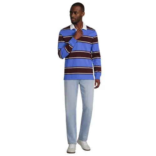 Men's Long Sleeve Stripe Rugby Shirt